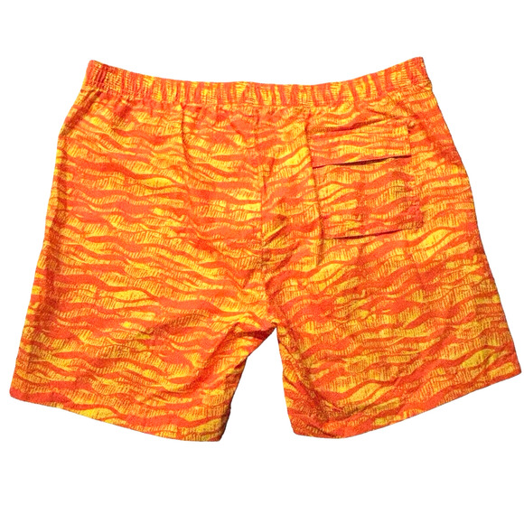Psycho Bunny Men's Neon Red Orange Wavy Print Foley Graphic Swim Trunks XXXL - Picture 3 of 11